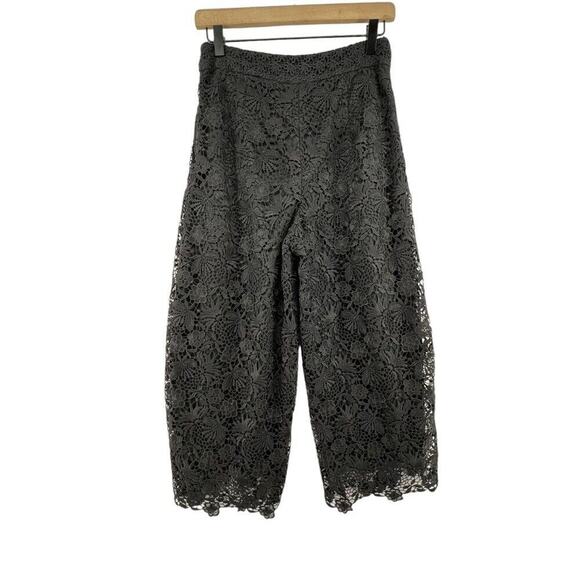 Diane Von Furstenberg Pants Size 4 Holly Full Lace Culotte Pockets Black Cropped - Picture 3 of 4